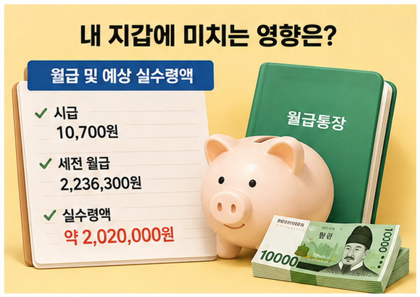2027년 내 월급은 얼마? 내년 최저임금 10,700원 확정 소식 총정리! (예상 실수령액, 계산법)