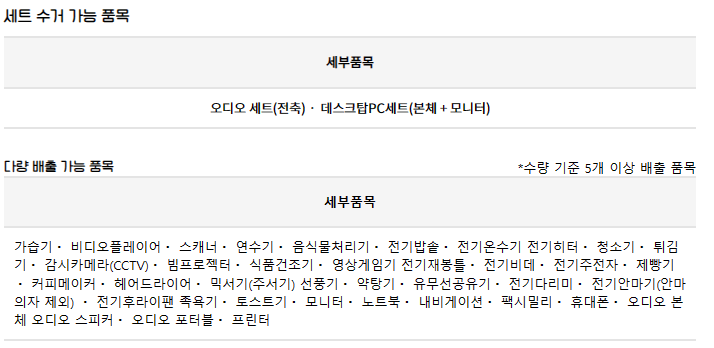 순환거버넌스 폐가전제품 무료 수거품목