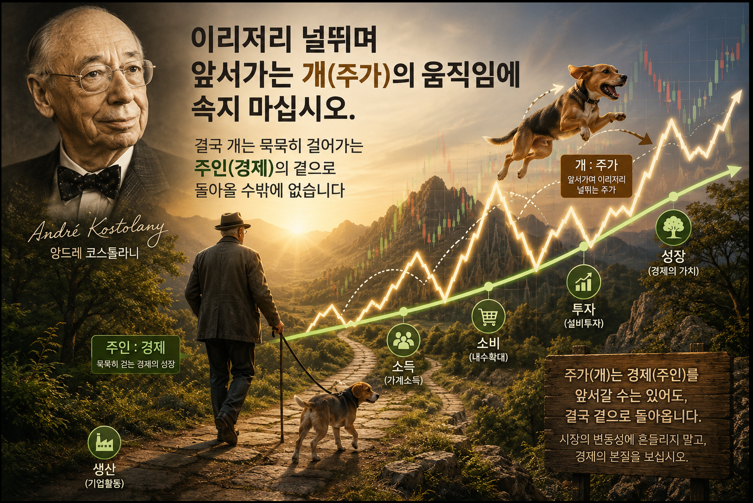 앙드레 코스톨라니의 '주인과 개' 이론: 경제와 주가의 진짜 관계