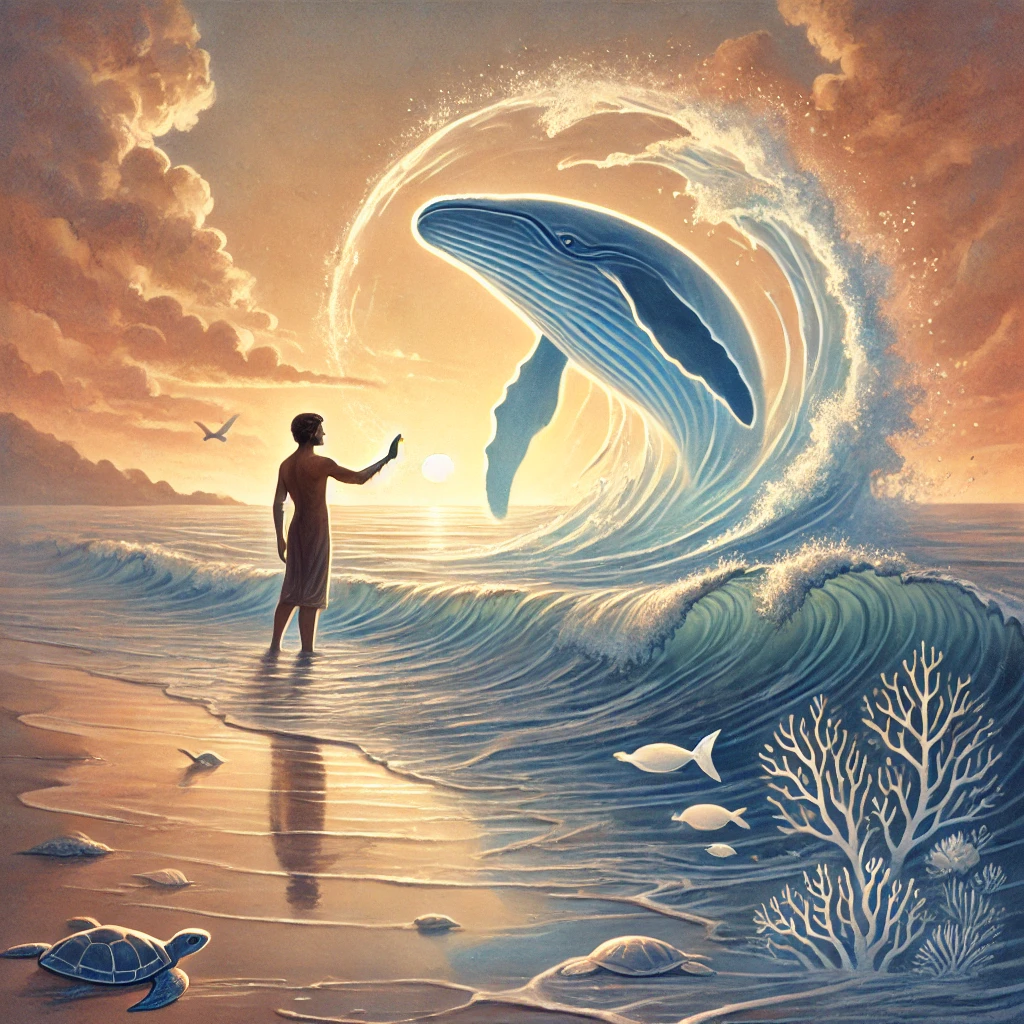 인간과 바다가 공존하는 사진