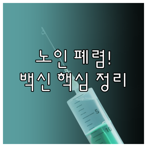 노인 폐렴 예방을 위한 백신 종류 P..