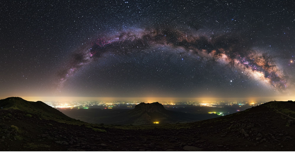 서귀포 새별오름 정상에서 바라본 360도 파노라마 별하늘