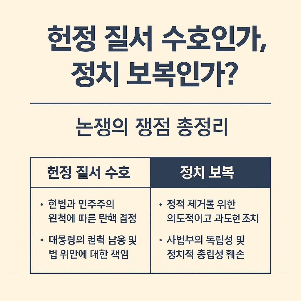 한눈에보는 📌 6. 헌정 질서 수호인가, 정치 보복인가? 논쟁의 쟁점 총정리 사진