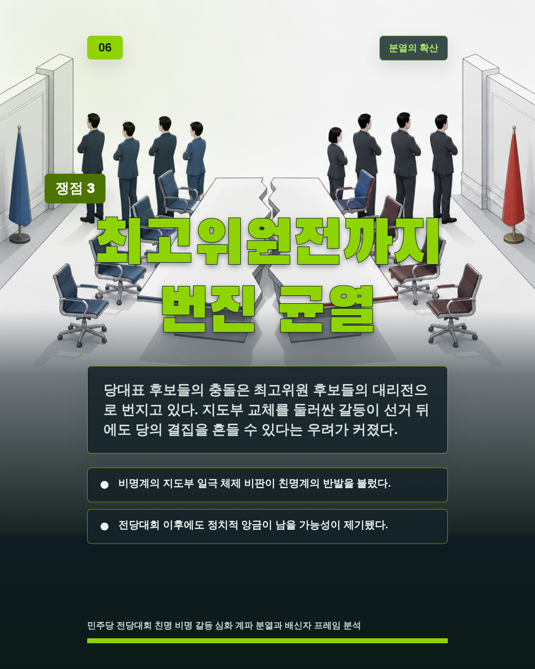 최고위원전까지 번진 균열