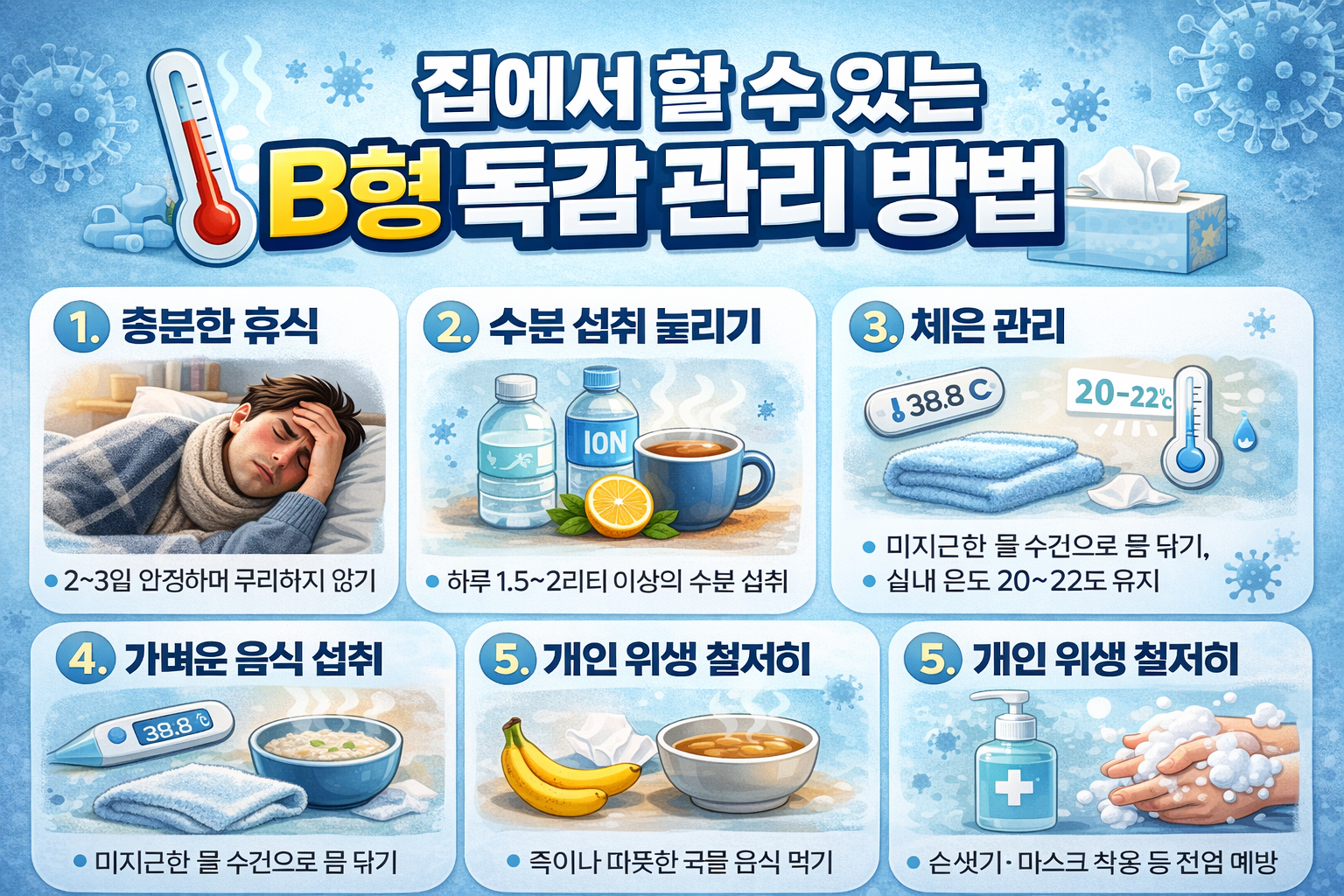 집에서 할 수 있는 B형 독감 관리방법