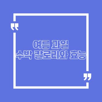 수박 칼로리 효능