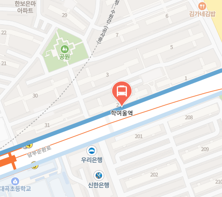 학여울역에서 인천공항 리무진 공항버스(6009번) 지도 위치