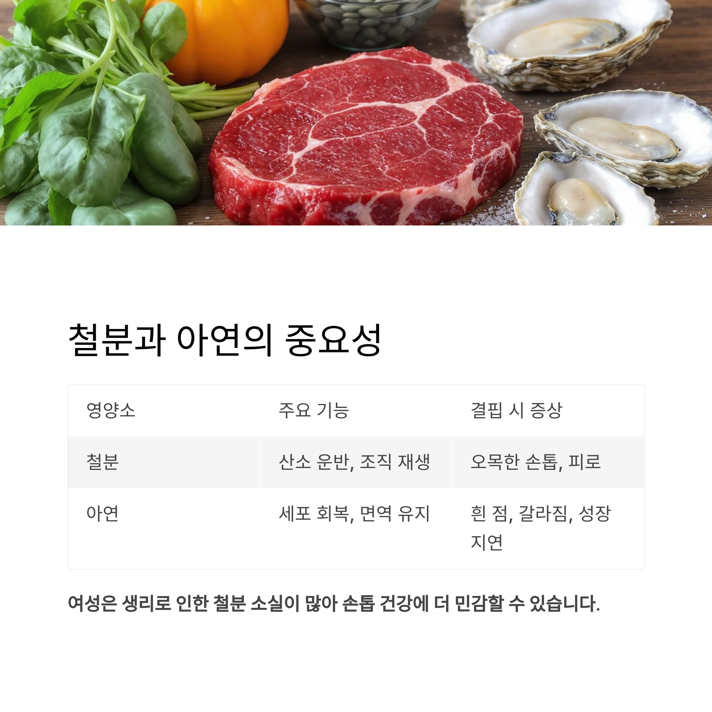 철분과 아연의 중요성