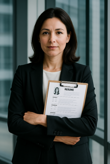 차트를 들고있는 중년여성 사진