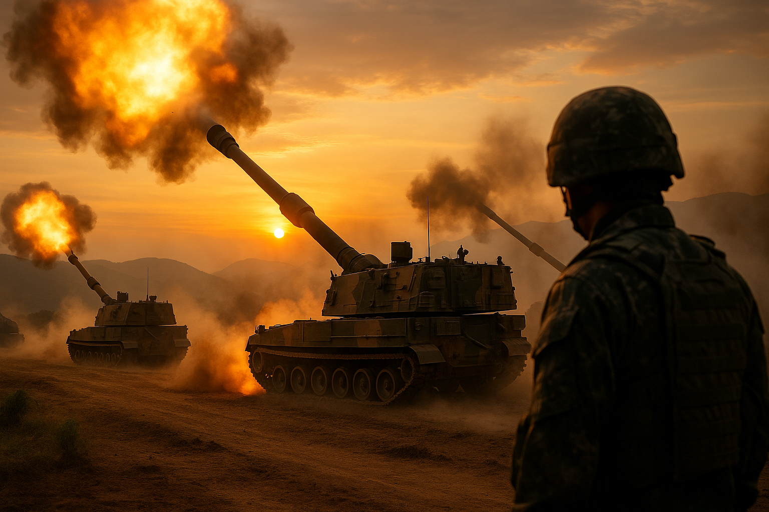 K9 자주포 훈련 장면