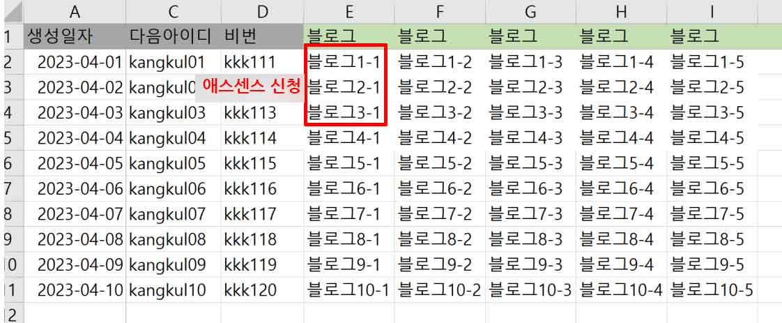 엑셀 애드센스 관리 신청