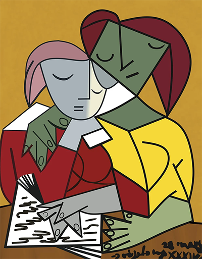 Pablo Picasso Two Girls Reading Painting