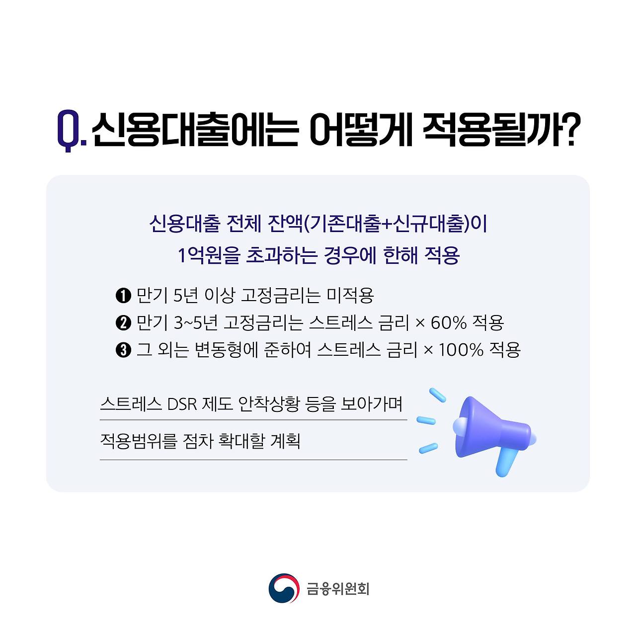 스트레스 DSR 신용대출 영향 및 변화