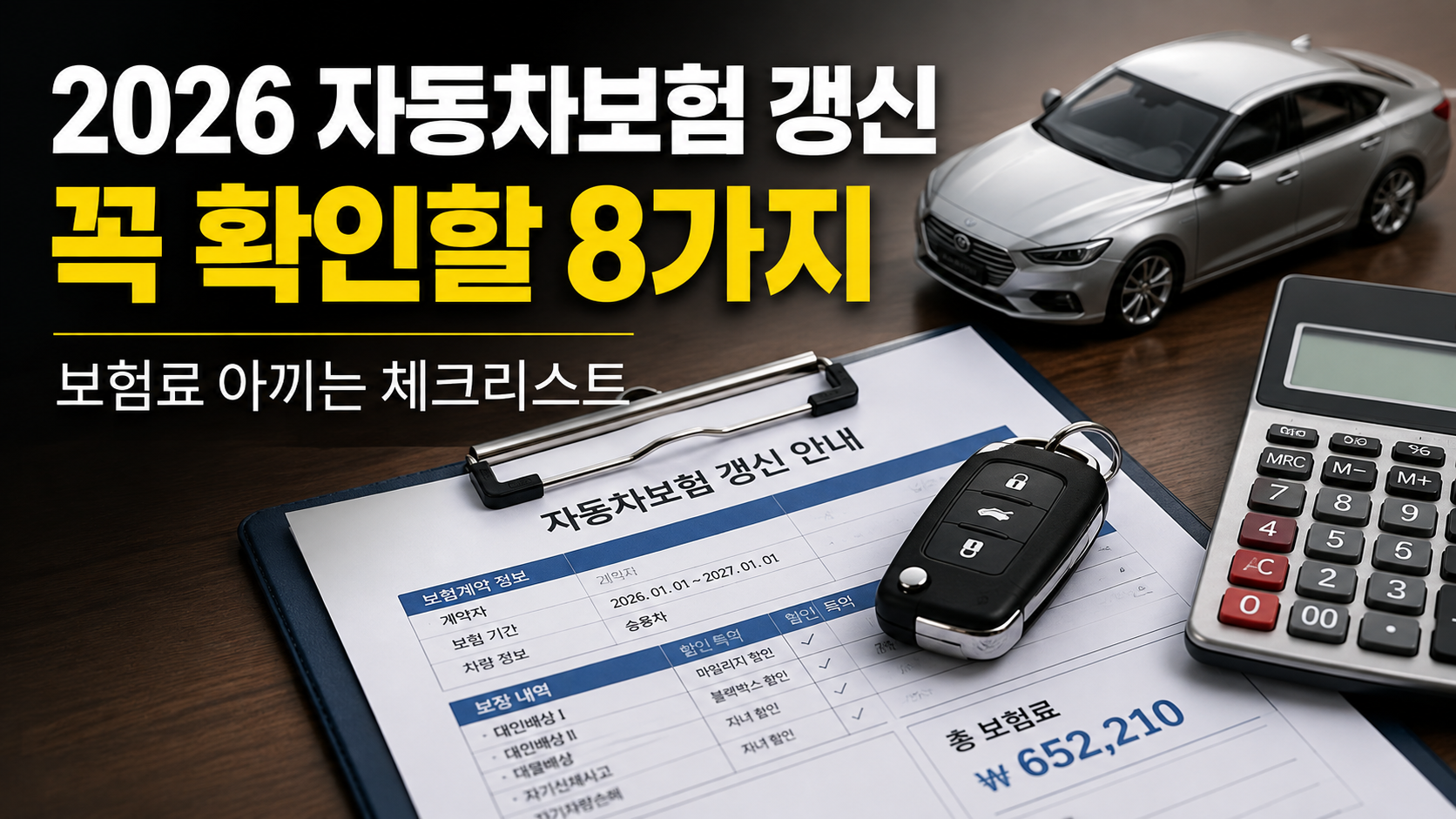 2026 자동차보험 갱신 전 꼭 확인할 8가지｜보험료 아끼는 체크리스트