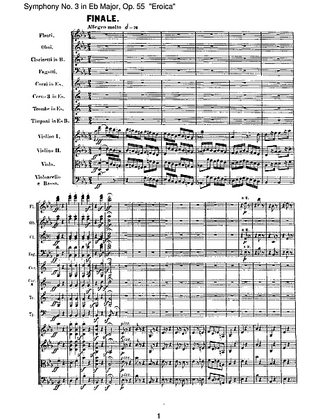 베토벤 교향곡 제3번 '영웅' 4악장 악보(Symphony No.3 Op.55 'eroica')