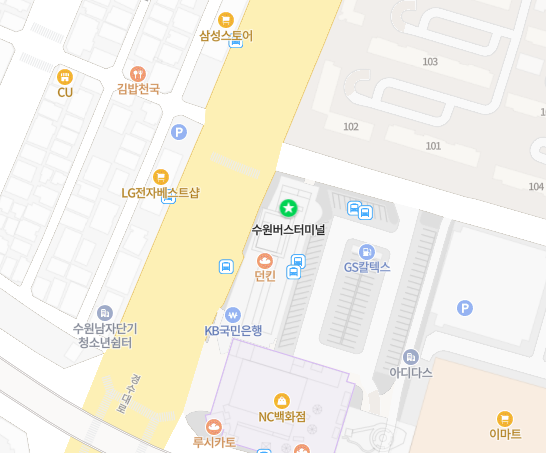 수원버스터미널 위치-지도