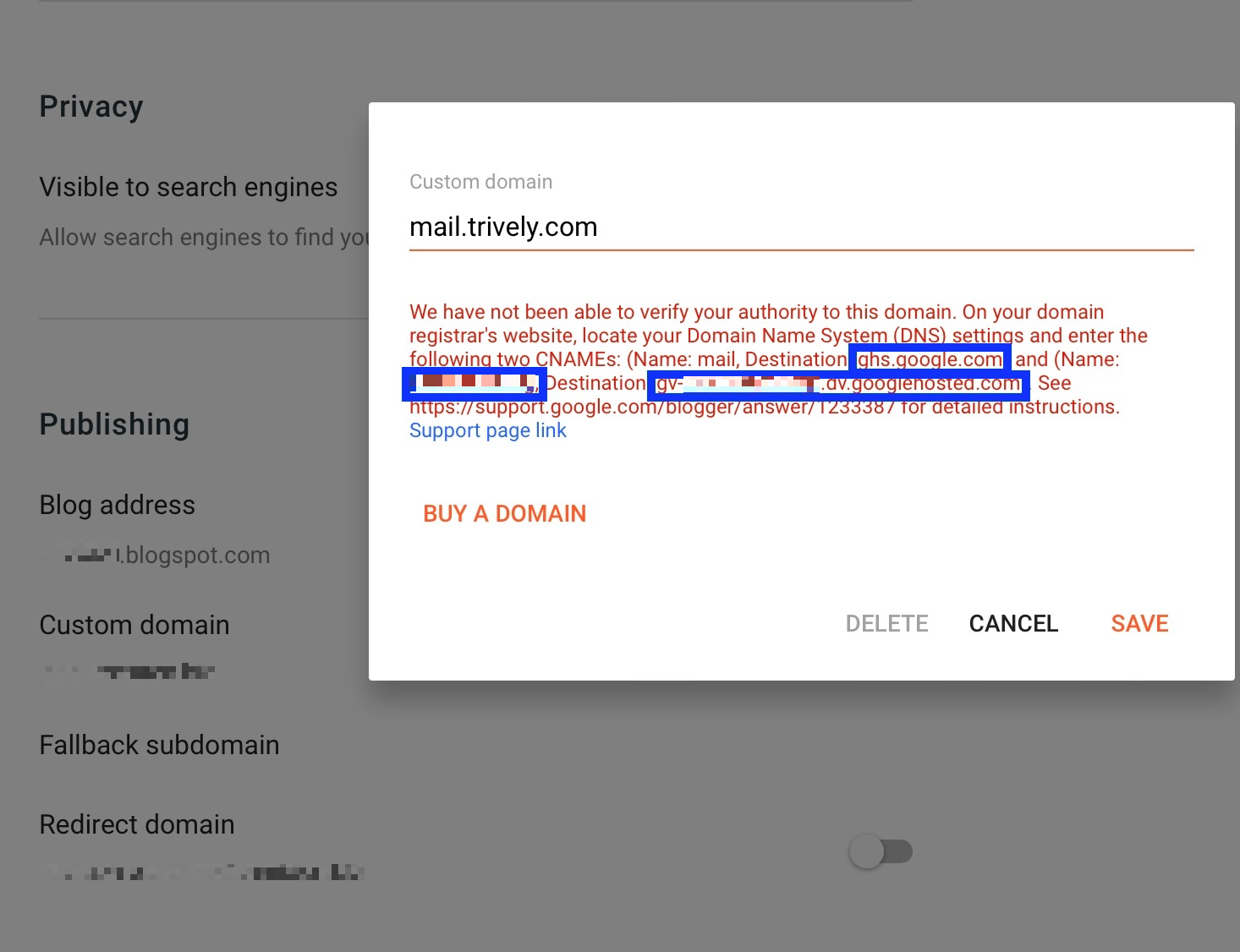 서브 도메인 주소 설정