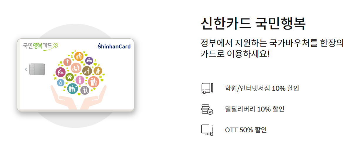 신한카드 국민행복카드 발급, 신청, 사용처, 주요 혜택, 할인, 잔액 조회