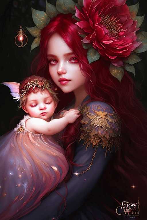 Playground AI로 생성한 그림(3) - 아기를 안고 있는 엄마 요정