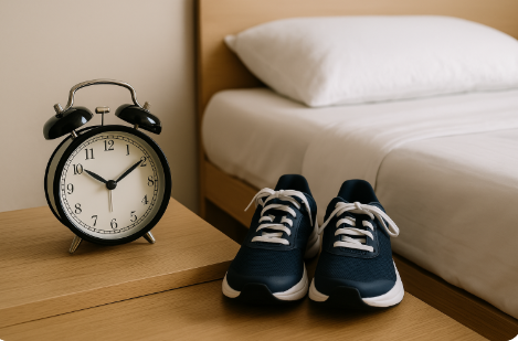 아침 운동을 돕는 준비된 환경 시스템의 예시