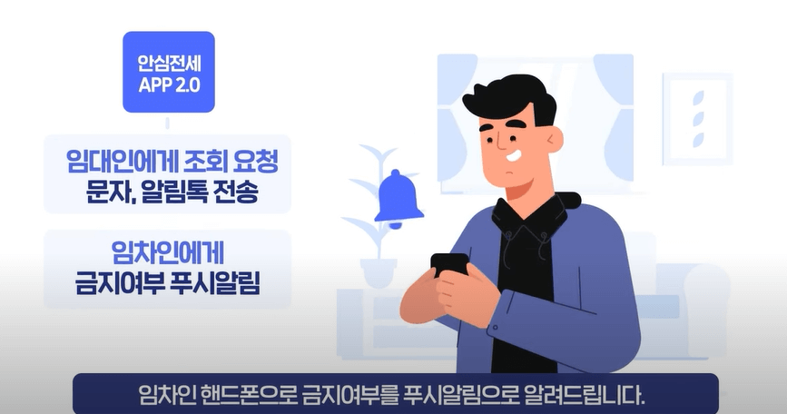 안심전세앱2.0 임대인에게 조회요청문자 알림톡전송