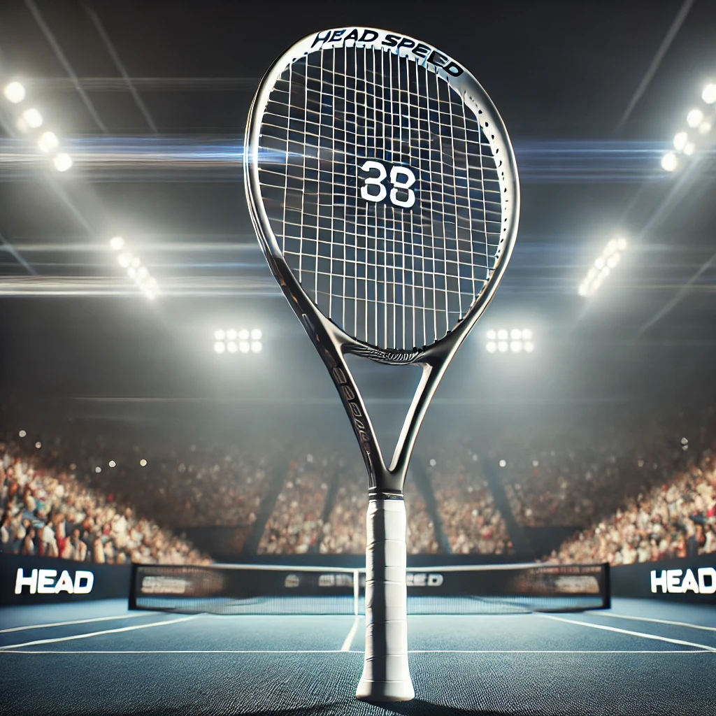 흰색과 검정색의 조합으로 이루어진 테니스라켓