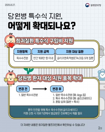 저혈당공포 당원병 특수옥수수전분 잡학다식 질병관리청 야간저혈당 희귀질환 소아당원병 건강보험지원 특수식지원