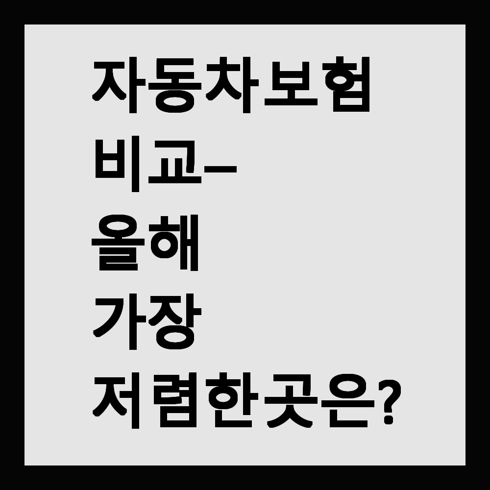 자동차 보험 비교 – 올해 가장 저렴한 곳은?