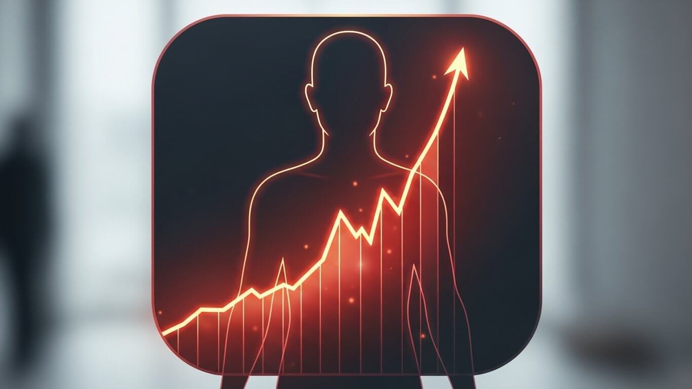 인체 실루엣 위로 급격히 상승하는 혈당 스파이크 그래프를 표현한 일러스트