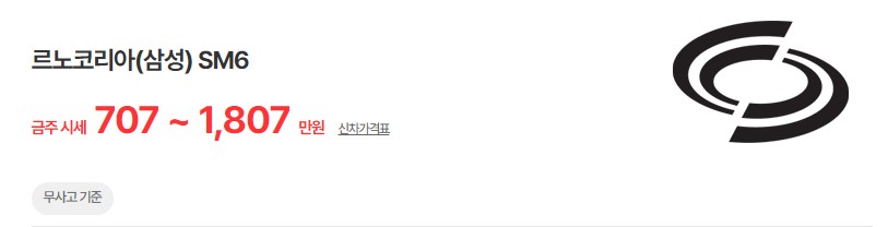 SM6 중고차 시세 무사고 기준