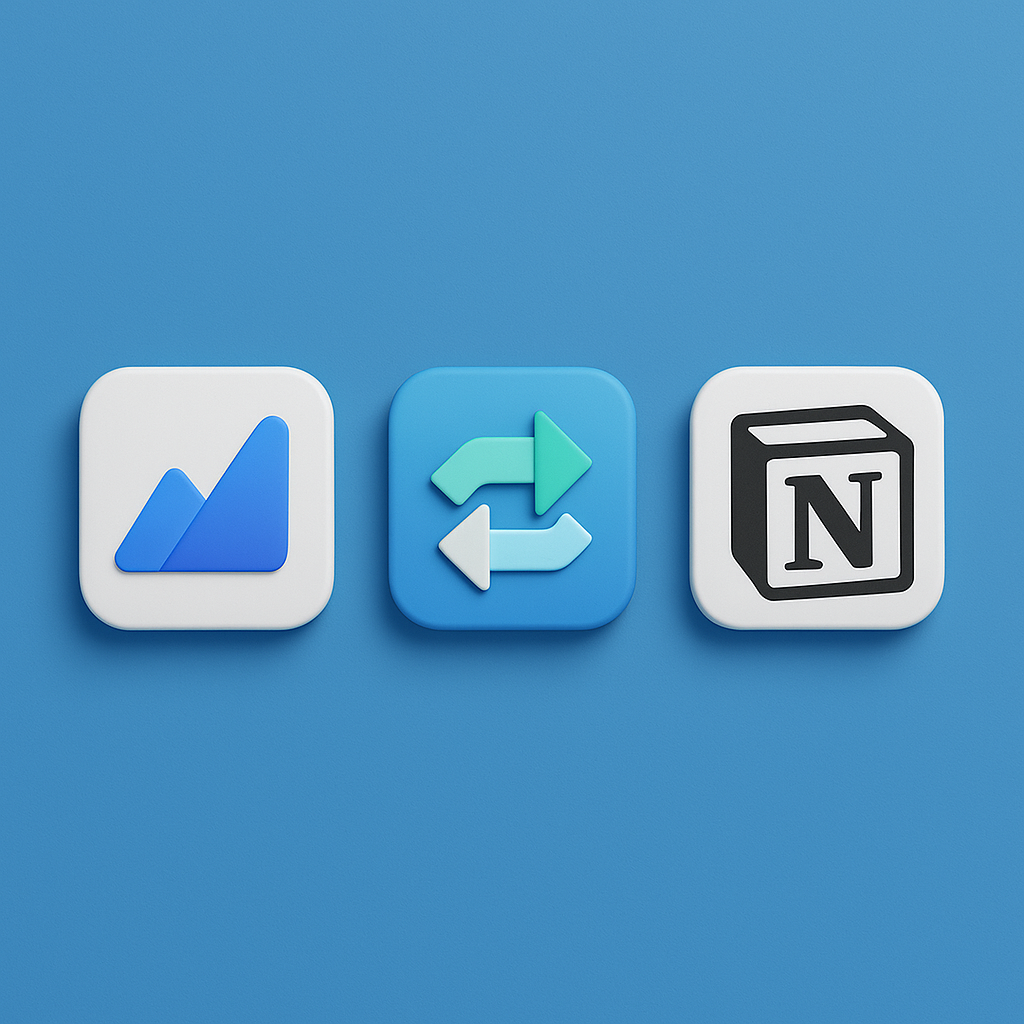 Motion, Reclaim, Notion 의 어플 아이콘이 나란히 보여짐