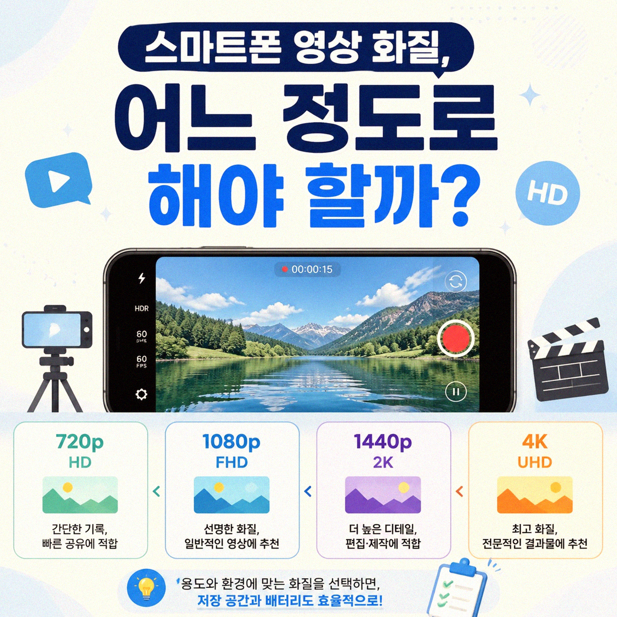 스마트폰 영상 화질, 어느 정도로 해야 할까