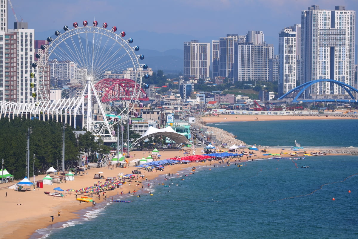 강원 속초 해수욕장 일원에서 피서객들이 물놀이하고 있다 2