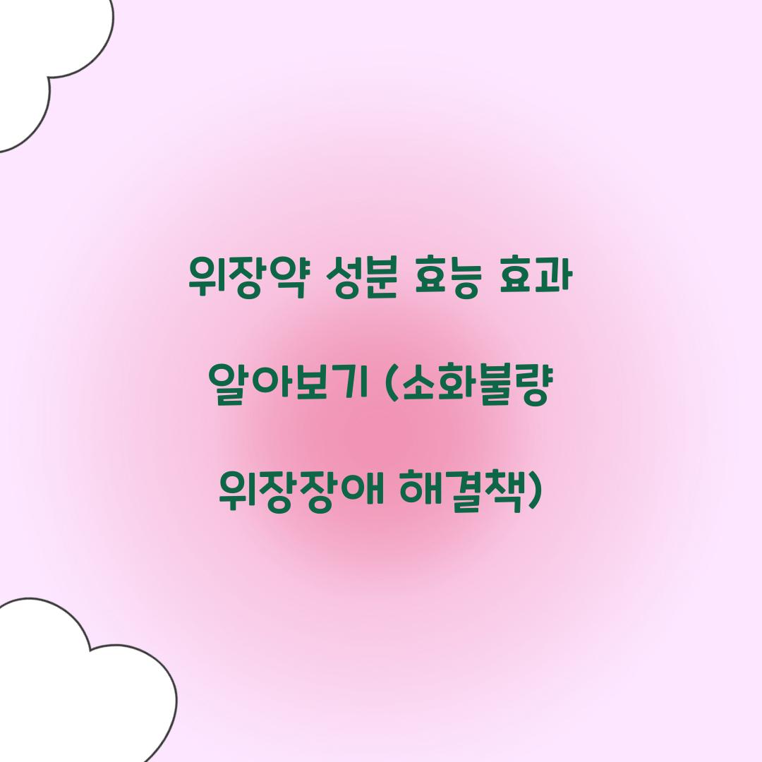 위장약 성분 효능 효과