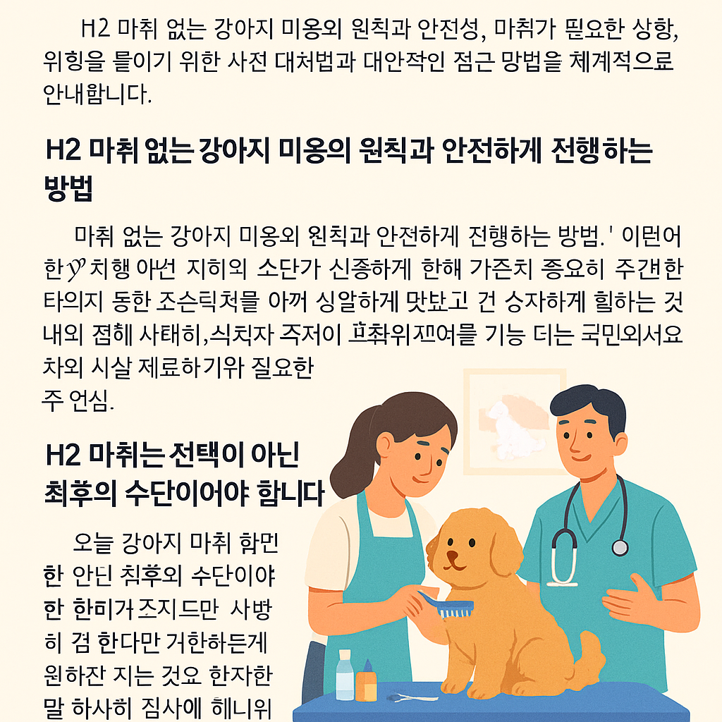 강아지 미용 중 마취 없이 진행 사진