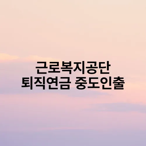 근로복지공단 퇴직연금 중도인출