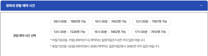 청와대 관람 온라인 예약 방법