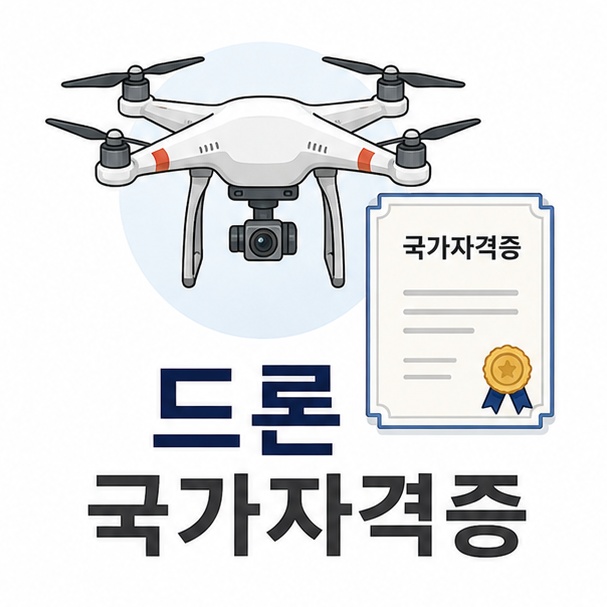 드론과 조종자 증명 문서를 이용해 드론 국가자격 제도의 기본 개념을 보여주는 그림