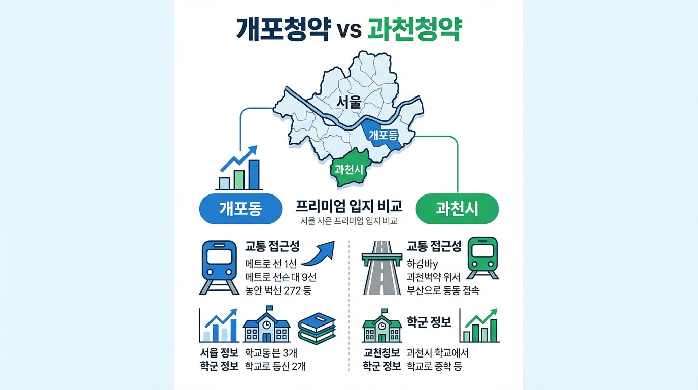 개포청약 vs 과천청약 비교 인포그래픽