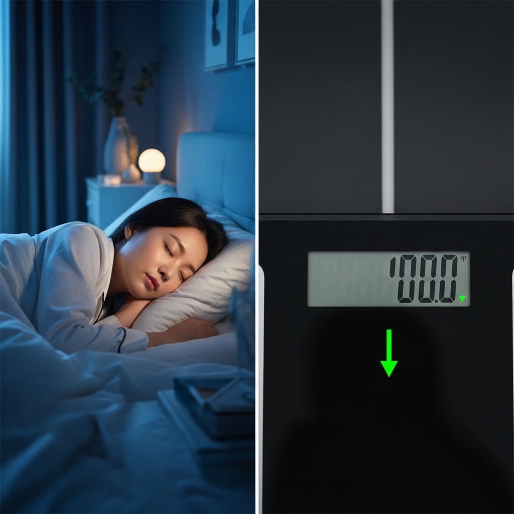 수면과 체중 감량의 긍정적인 상관관계를 보여주는 모습