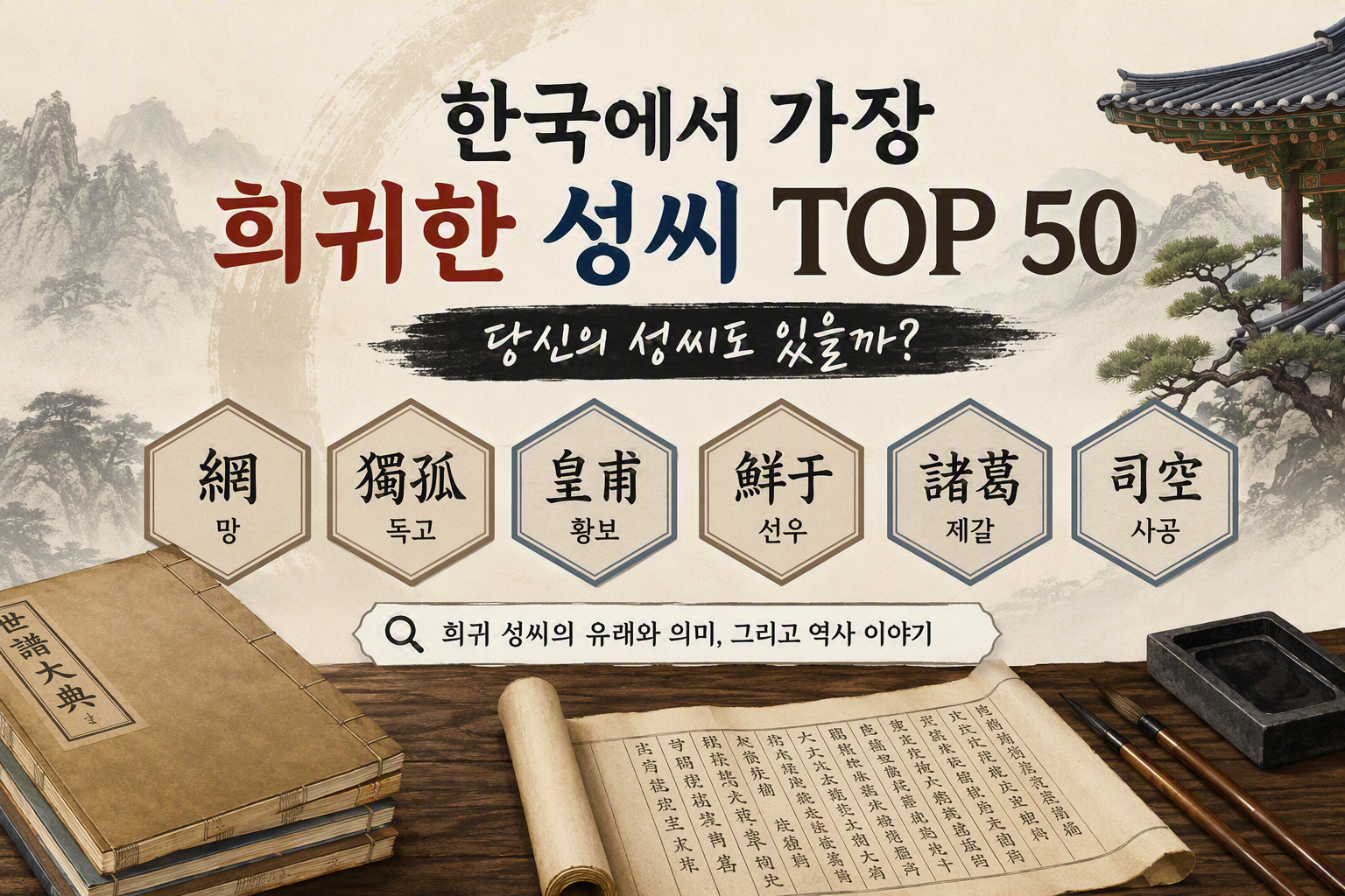 한국에서 가장 희귀한 성씨 TOP 50, 당신의 성씨도 있을까?