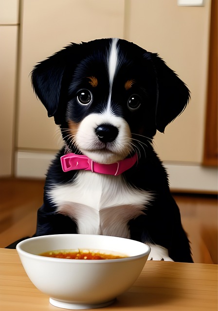 반려견과 사료 이미지