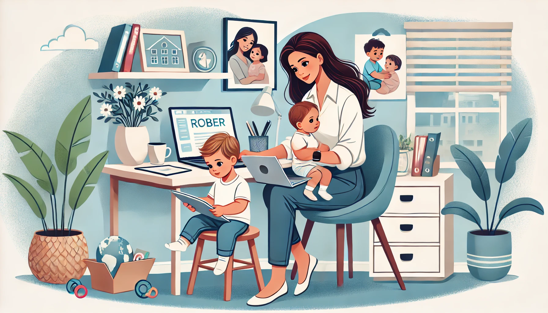 워킹맘이 육아와 일을 조화롭게 병행하는 모습