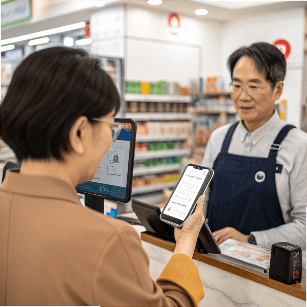 토스뱅크로 편의점 계산 장면