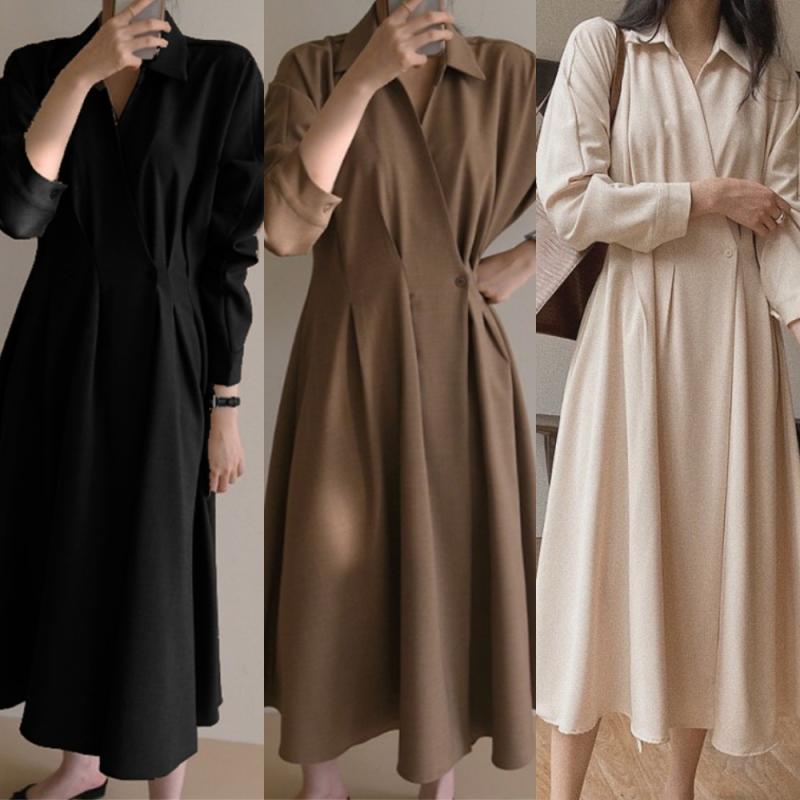 봄 롱 하객 셔츠 랩 정장 블랙 원피스 결혼식 돌잔치엄마 커플 시밀러룩