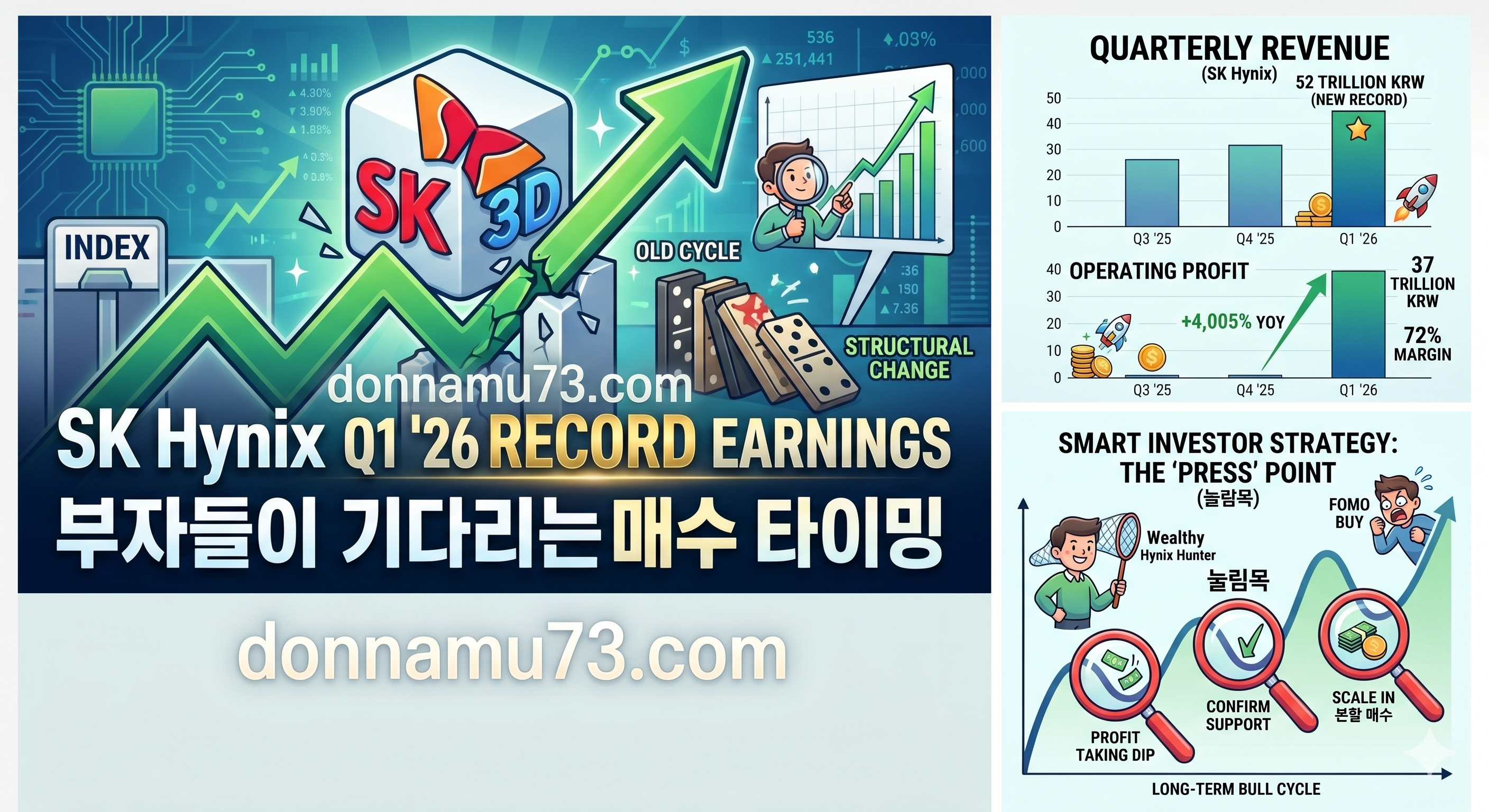 SK하이닉스 2026년 1분기 역대급 실적 발표 및 부자들이 기다리는 눌림목 매수 전략 인포그래픽