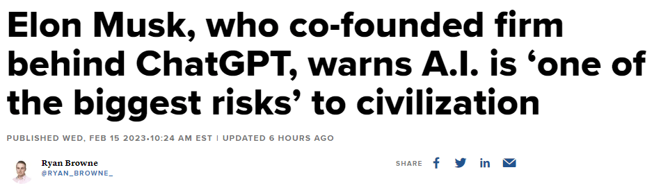 Elon Musk, who co-founded firm behind ChatGPT, warns A.I. is ‘one of the biggest risks’ to civilization