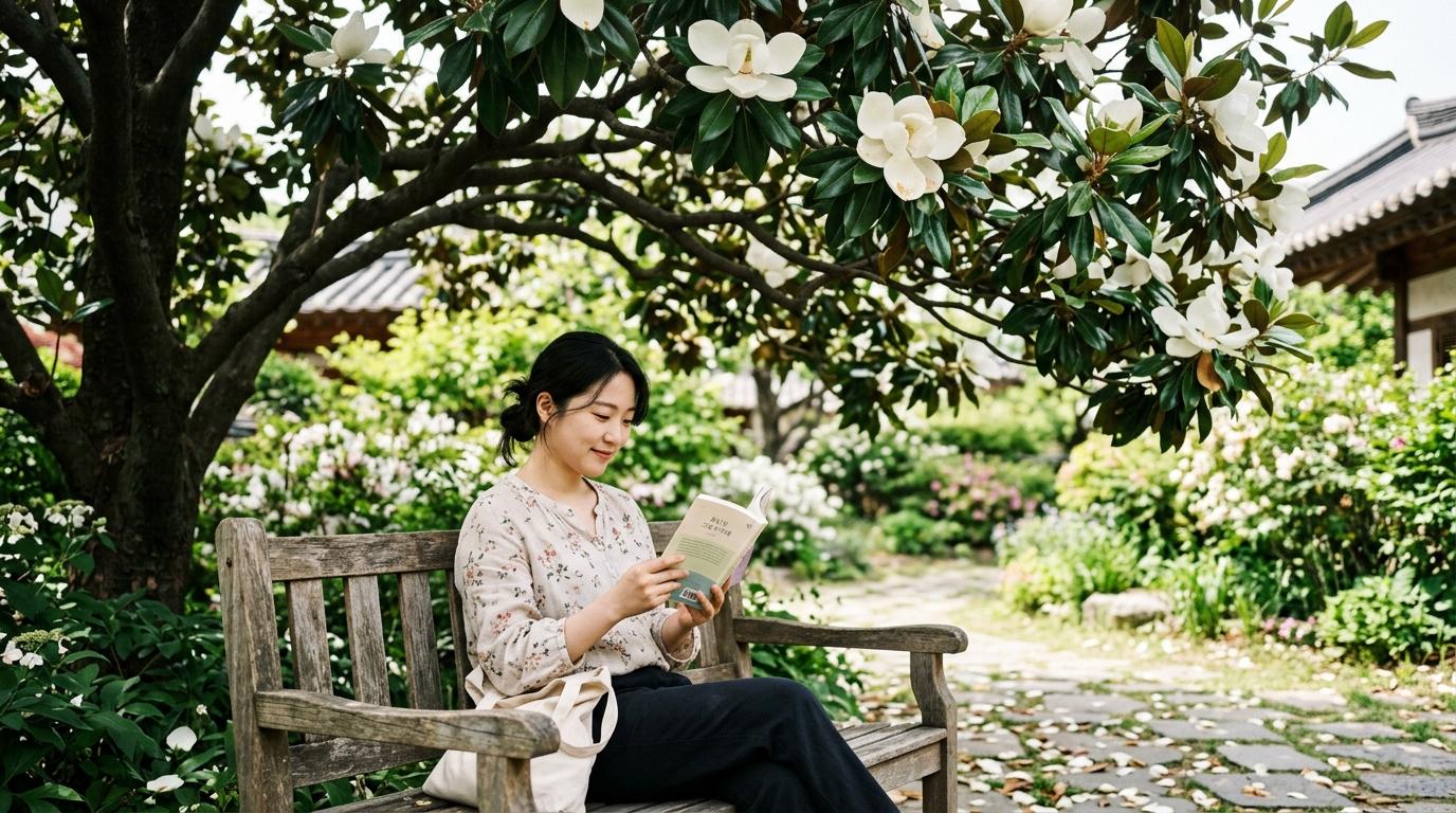 목련꽃 그늘 아래서