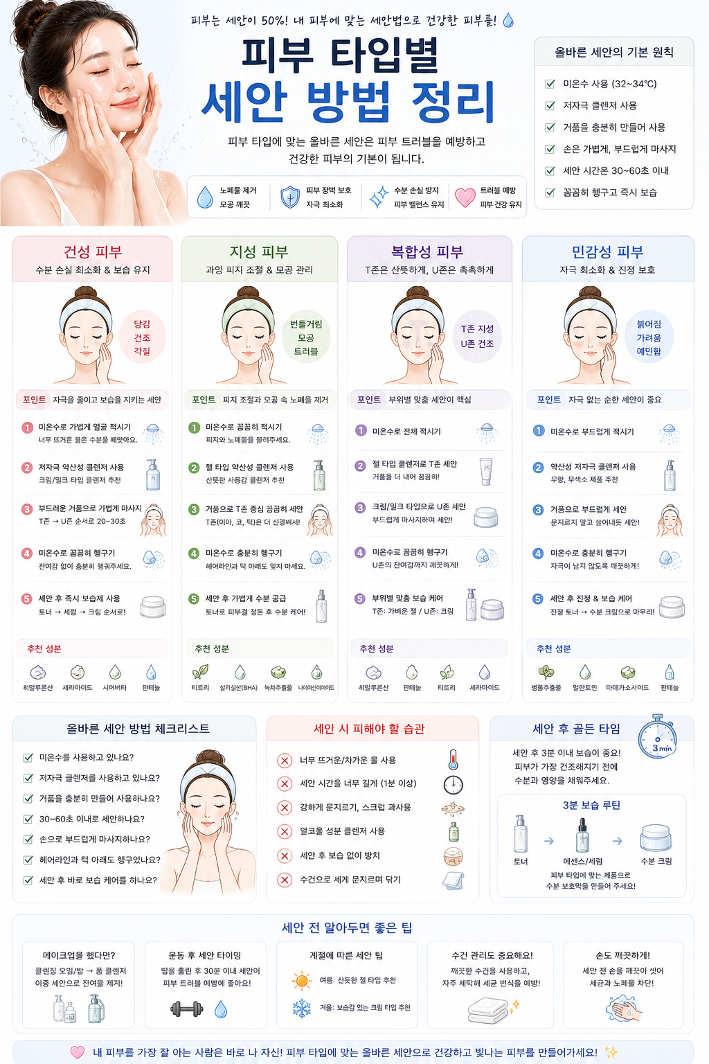피부 타입별 세안 방법 정리 관련 사진