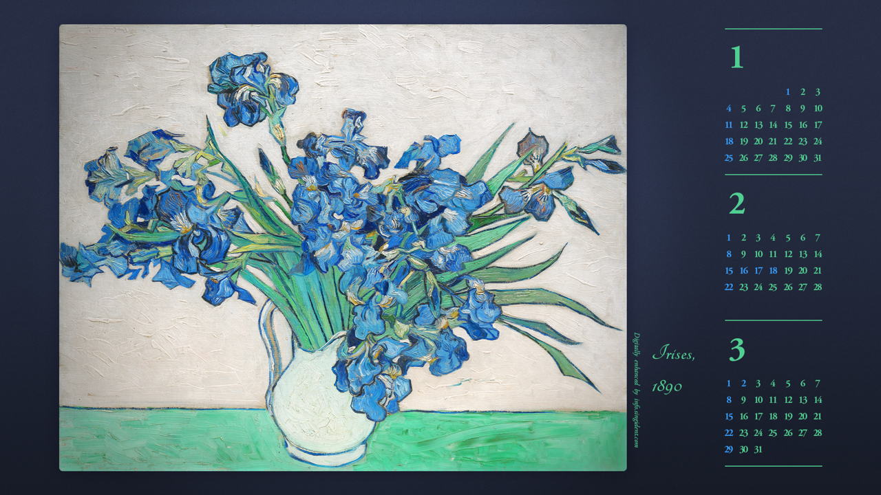 05 고흐 아이리스 B - 2026년2월 달력배경화면